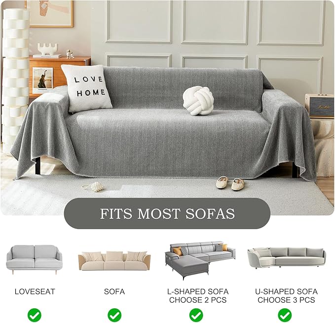 STACYPIK Soft Dark Gray Couch Cover - Image 9