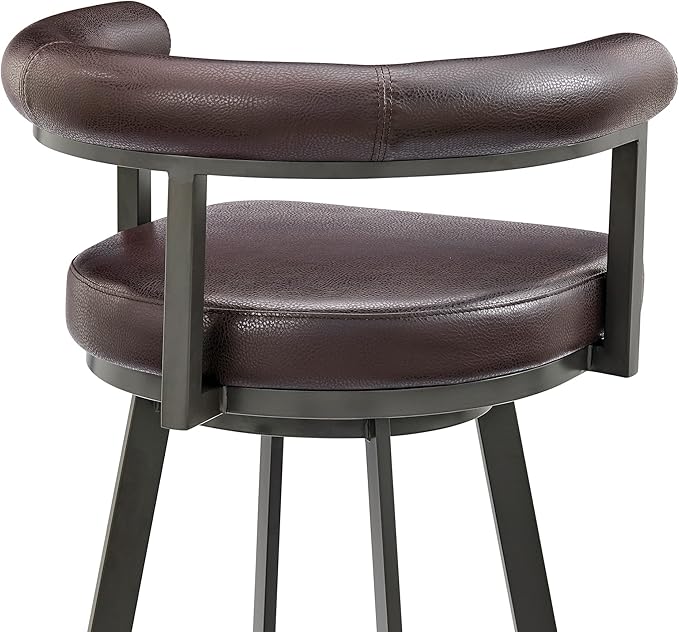 Armen Living Magnolia Swivel Counter Stool in Brown Metal - Image 8