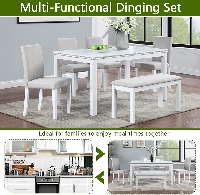 KEIKI 6-Piece Standard Height Dining Table Set - Image 4
