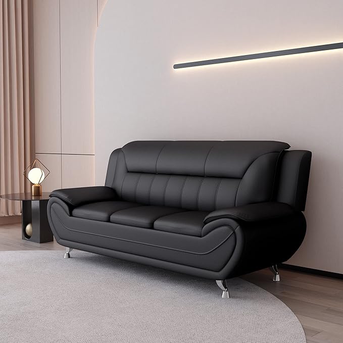 Container Furniture Direct Michael Modern Faux Leather Upholstered Stainless - Image 10