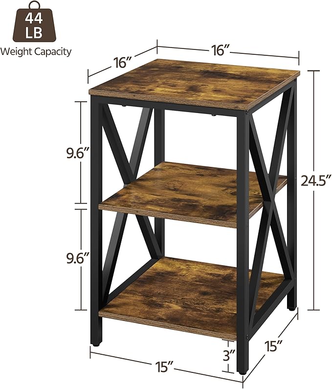 Yaheetech Industrial End Tables Set of 2, 3-Tier Side Tables - Image 3