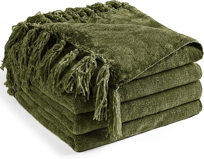 Chenille Throw Blanket for Couch 50"X 60", Soft Cozy Throws by LONGCREATE