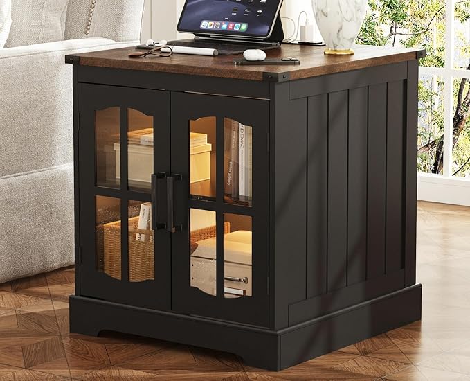 ChooChoo Farmhouse End Table Set of 2, Square Bedside Table - Image 2