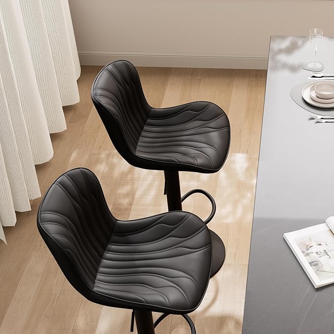 YOUNIKE Black Bar Stools Set of 6 Modern Swivel Counter Height Bar Chair - Image 6