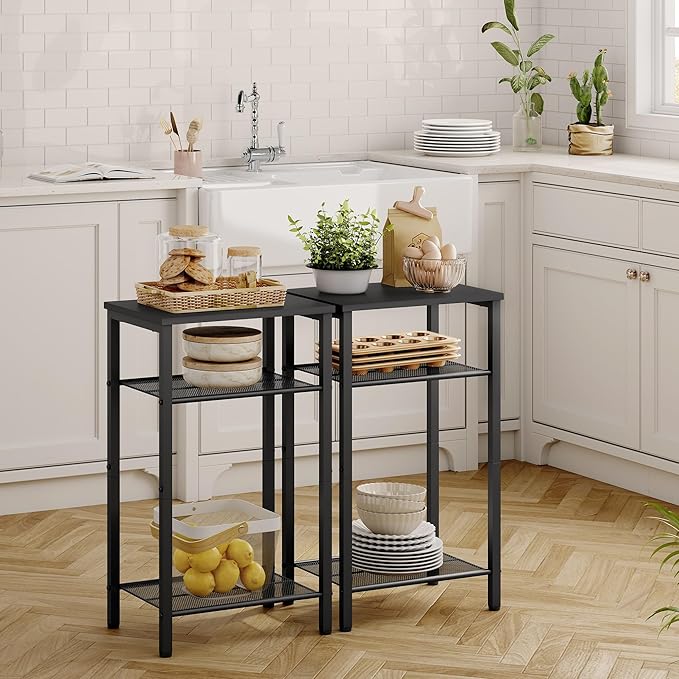 Hoctieon 2-Set 3 Tier End Table, Telephone Table Set of 2, Tall Side Table - Image 8