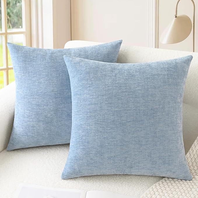 CaliTime Throw Pillow Covers Decorative 22 X 22 Inches Pack of 2 Cozy Chenille by CaliTime