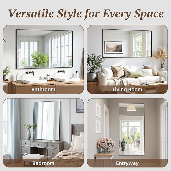 Bathroom Mirror 55" x 30", Large Rectangle Wall Mirror, Entryway Decor - Image 7