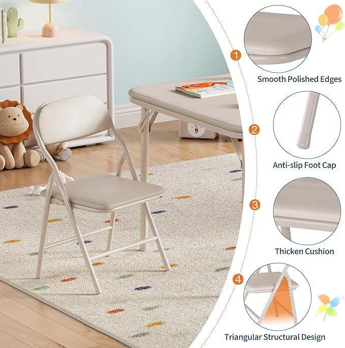 GarveeHome 3-Piece Kids Folding Table and Chairs Set, Toddlers Children's - Image 4