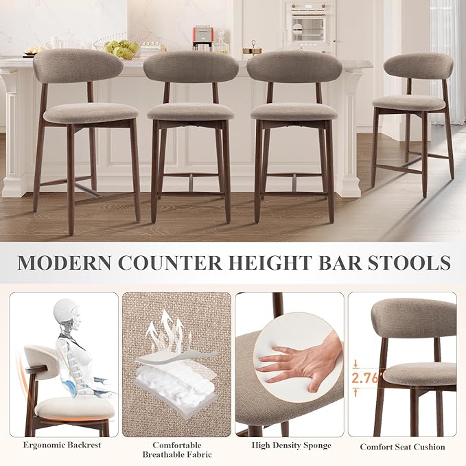 COLAMY Counter Height Bar Stools Set of 2, Kitchen Bar Stools - Image 4