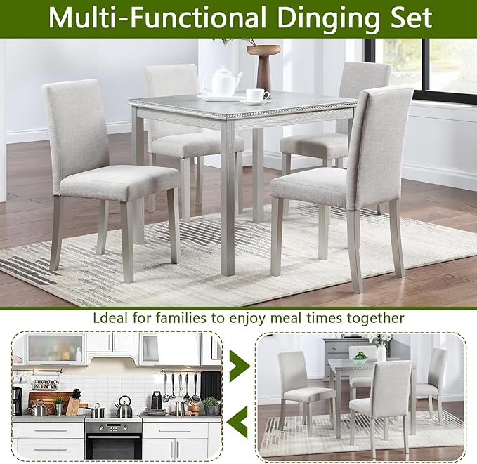 KEIKI 5-Piece Standard Height Dining Table Set - Image 4