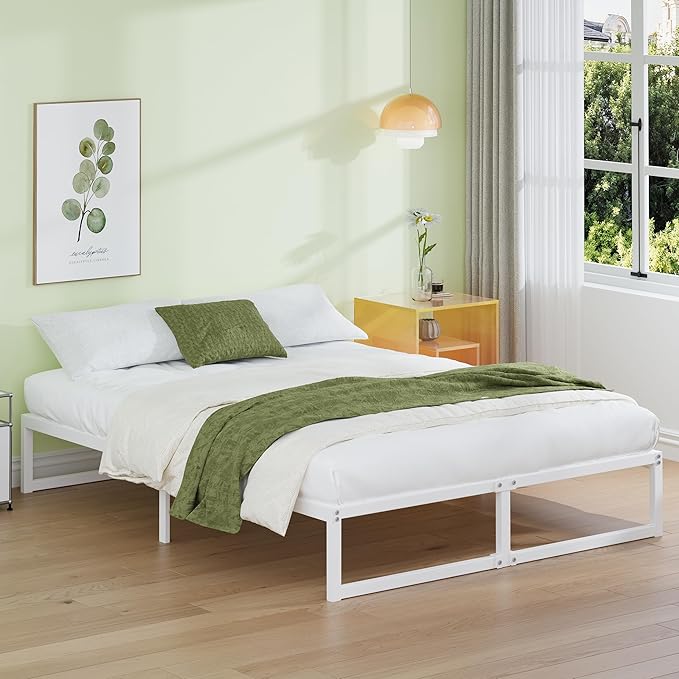 EMODA 12 Inch King Bed Frame, Metal Platform White Bed Frame King No Box Spring - Image 3