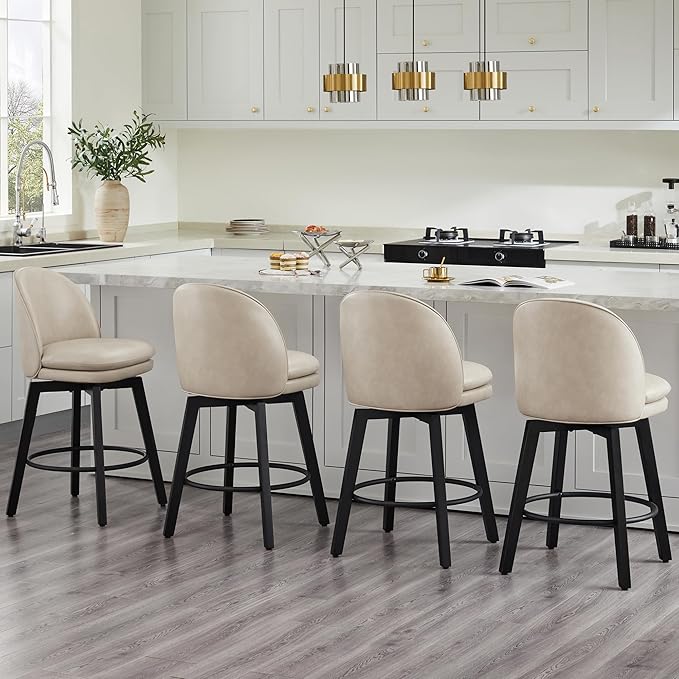 Counter Height Barstools 26 inch Upholstered Swivel Bar Stools - Image 7