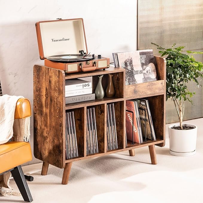 Record Player Stand, Large Record Player Table Cabinet - Image 8