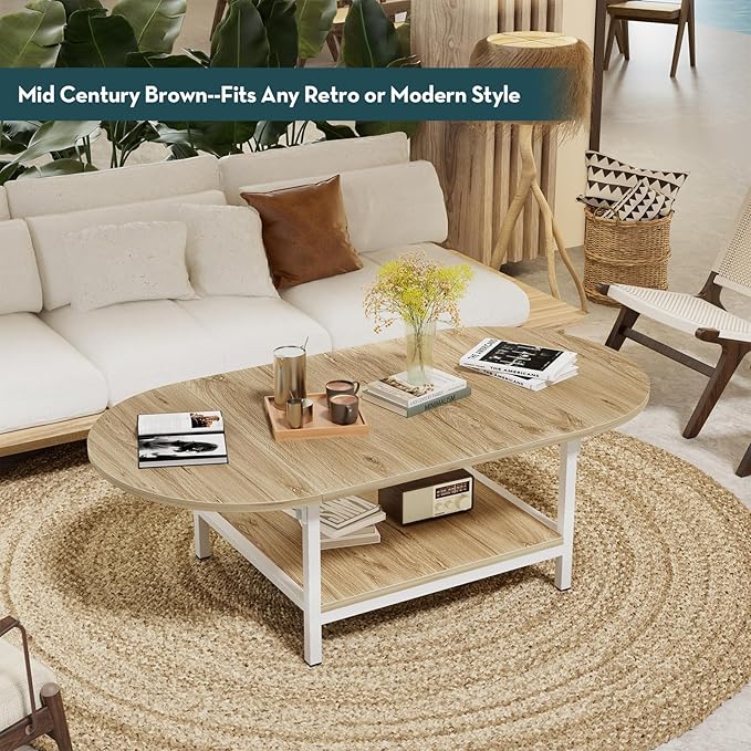 SAYGOER Modern Coffee Table 2-Tier Extended Coffee Tables - Image 8