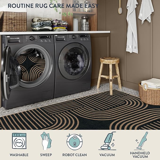 Lahome Modern Geometric Outdoor Easy Jute Rug, 5x7 Patio Living Room Rug Large - Image 6