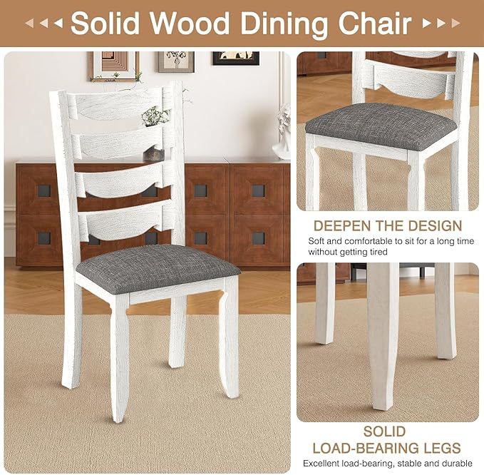 Solid Wood Dining Chair Set of 4, Kitchen Dining Room Chair - Image 4