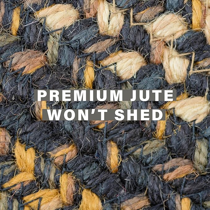 Homespice 27x45” Black Oval Braided Rug. Kilimanjaro Black Jute Oval Rug. Uses- - Image 5