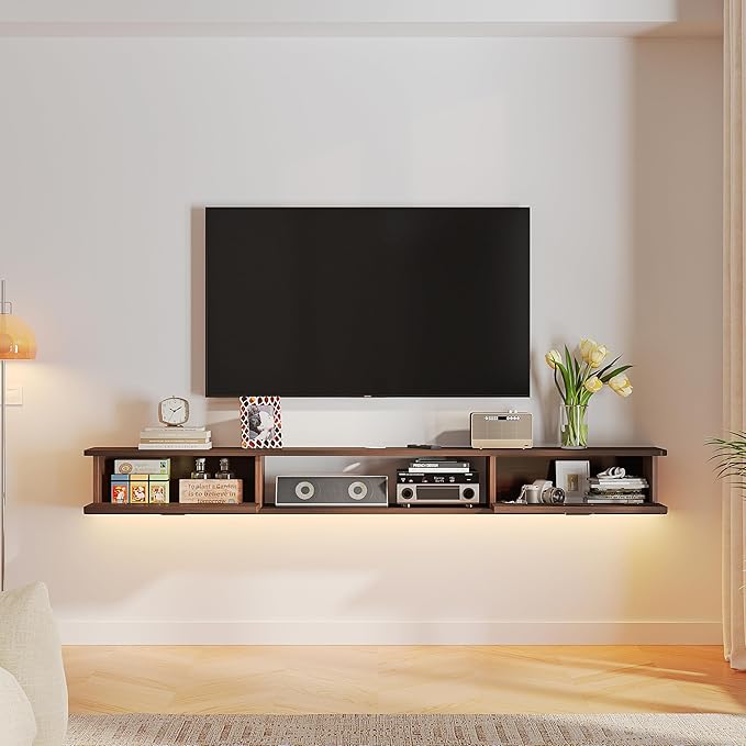 Floating TV Stand with 2 Doors, Floating TV Cabinet, Floating Console Shelf - Image 6