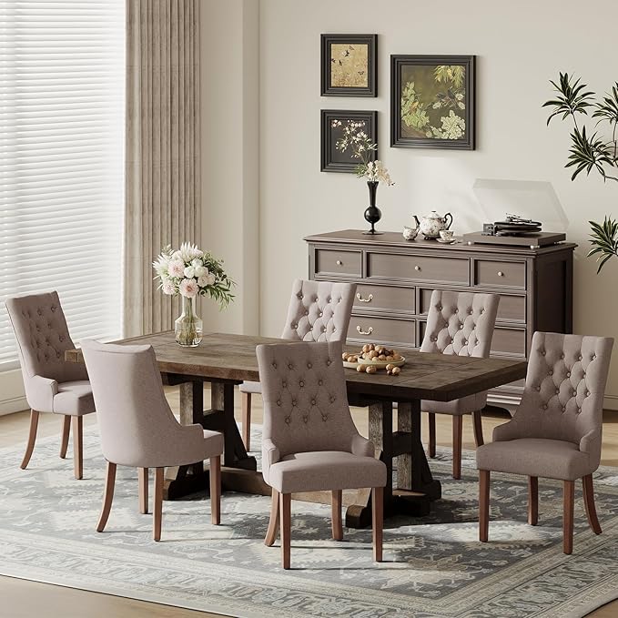 COLAMY Wingback Upholstered Dining Chairs Set of 2, Fabric Side Dining Room - Image 7