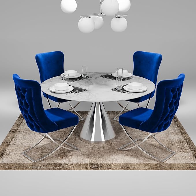 Ottomanson Royal Dining Chairs Set of 4 – Upholstered Tufted Microfiber - Image 2