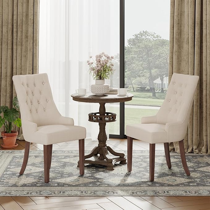 COLAMY Fabric Side Dining Chairs Set of 6, Wingback Upholstered Dining Room - Image 7