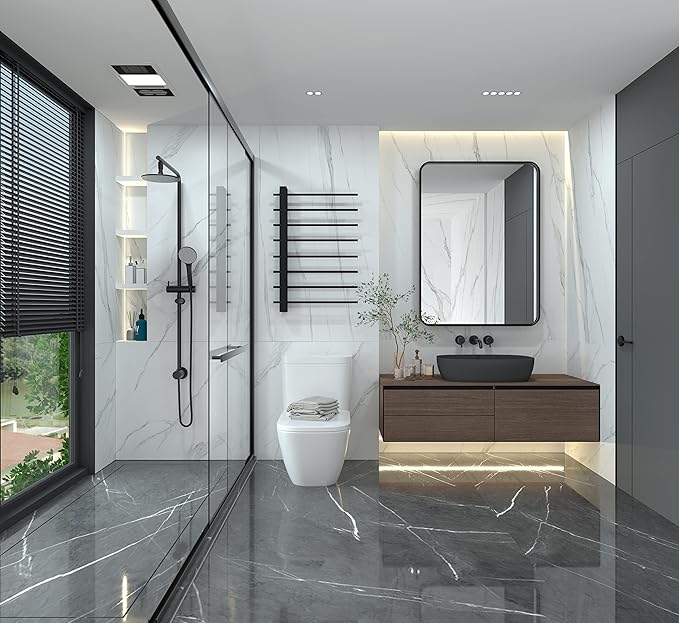 ANDY STAR Mirror for Bathroom 24X36 Inch, Matte Black Mirror Rounded Rectangle - Image 9