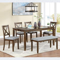 soges 6 Piece Kitchen Dining Set, Rectangular Wooden Dining Table by soges