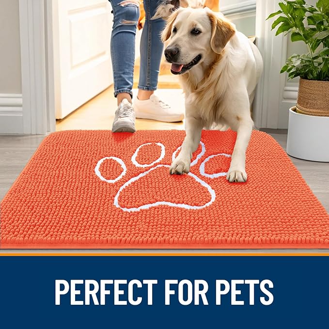 OLANLY Door Mat for Muddy Dog Paws 36x24, Ultra Absorbent Chenille Mud Doormat - Image 6