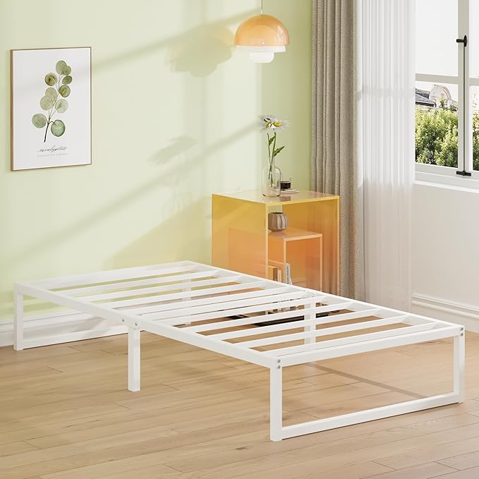 EMODA 12 Inch Twin Bed Frames, Metal Platform White Bed Frame Twin No Box - Image 8
