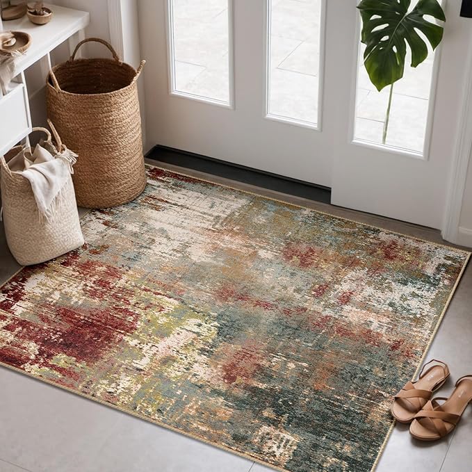Washable Area Rugs 2'x3' Non-Slip Modern Abstract Soft by RELEANY