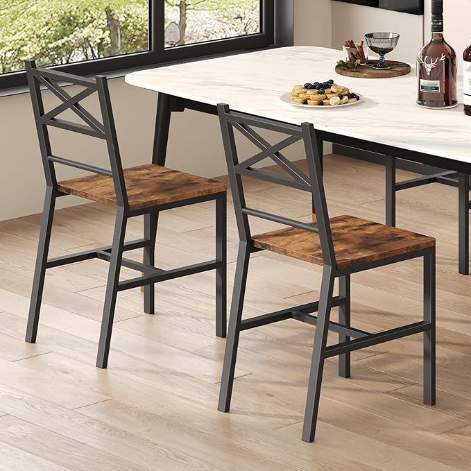 Dining Chair Set of 2, Rustic Wooden Kitchen Chairs by MAHANCRIS