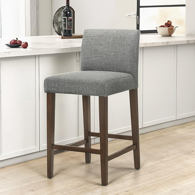 CHITA Counter Height Bar Stools Set of 2, Fabric in Fog Grey - Image 2