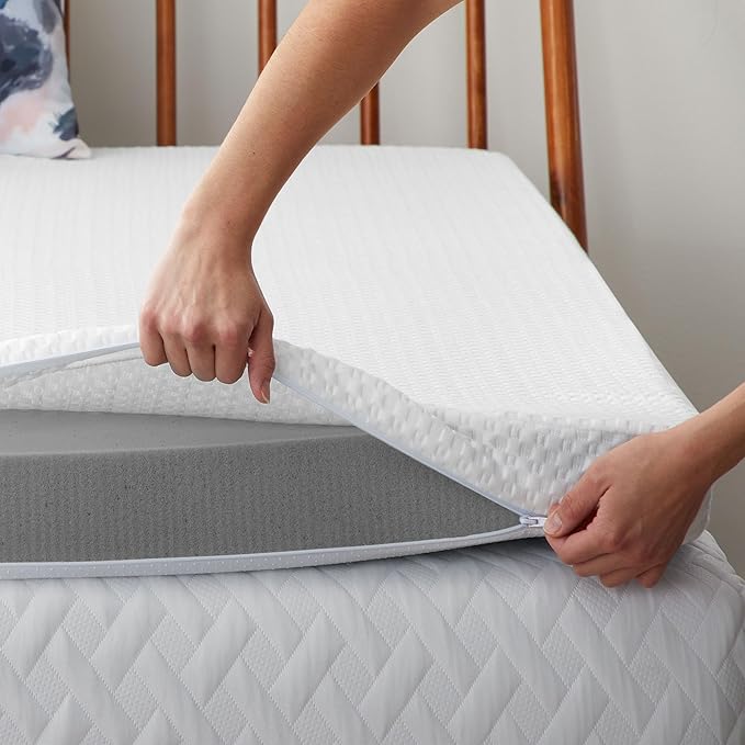 Lucid 3 Inch Bamboo Charcoal Topper and Lucid Zippered Enclosure Mattress - Image 6