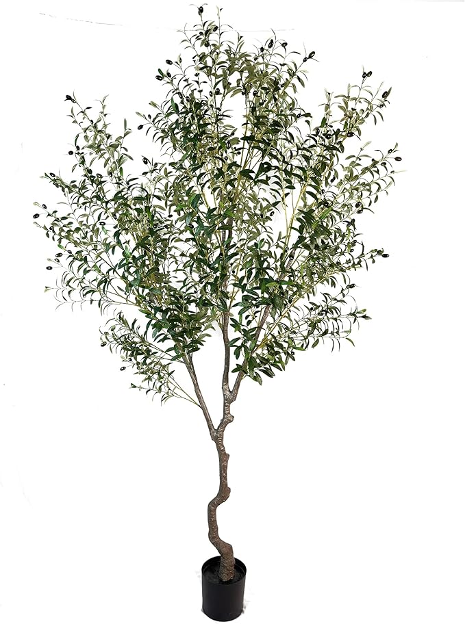 Artificial Tree Faux Olive Tree 8ft Tall Fake Olive Plant in Pot Fake Silk Tree by AfanD