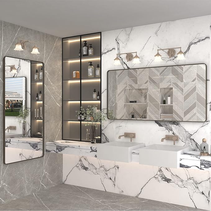 66x36 Inch Bronze Bathroom Mirror, Brushed Bronze Metal Frame Mirrors - Image 6