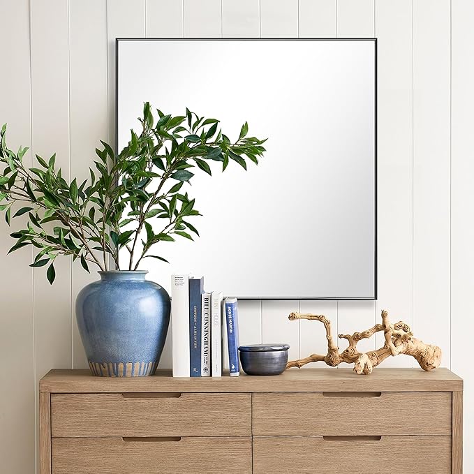 30x30 Inch Black Bathroom Mirror by Bonverre