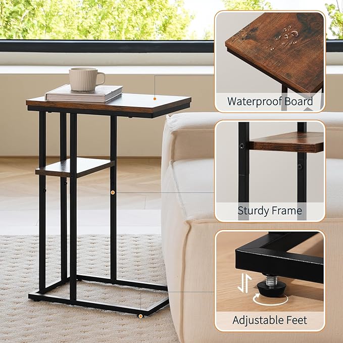Yoobure C Table End Table Set of 2, Side Tables Living Room, C Shaped Side Table - Image 9