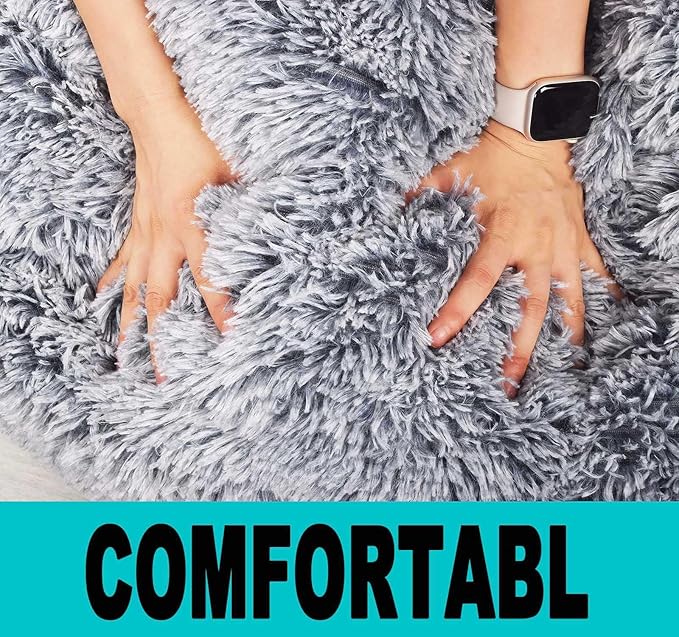 Fluffy Bean Bag Chair, 3FT Round Memory Foam Filled Bean Bag - Image 6