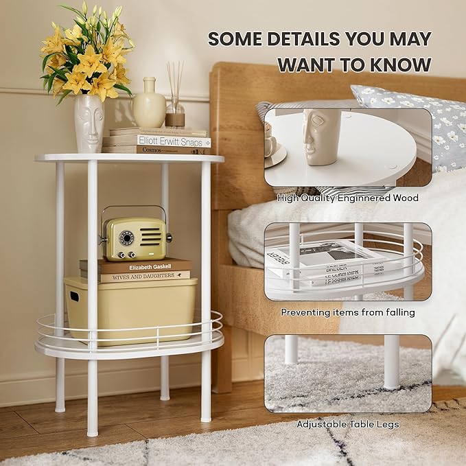 Round Side Table Set of 2, Bedside Table - Image 4