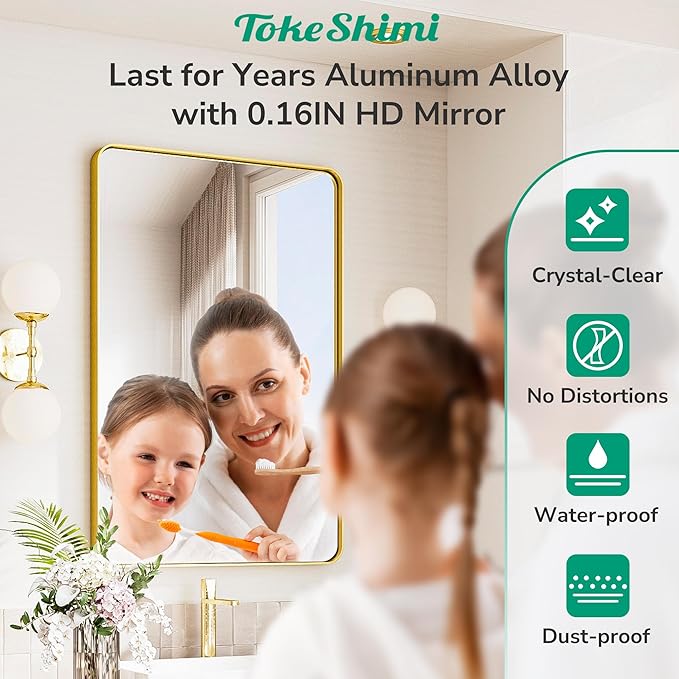 TokeShimi 30x36 Brushed Gold Mirror - Image 4