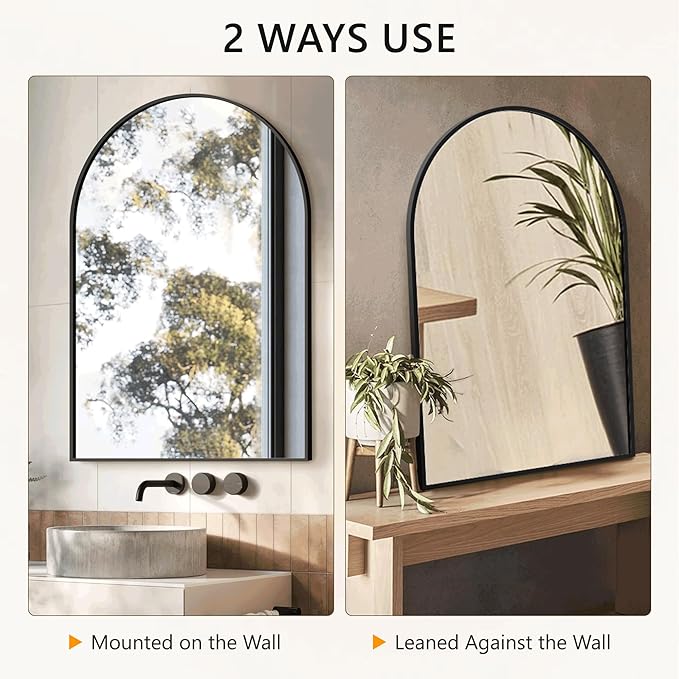 Arched Bathroom Mirror for Wall, Mirror for Vanity, Metal Frame - Image 6