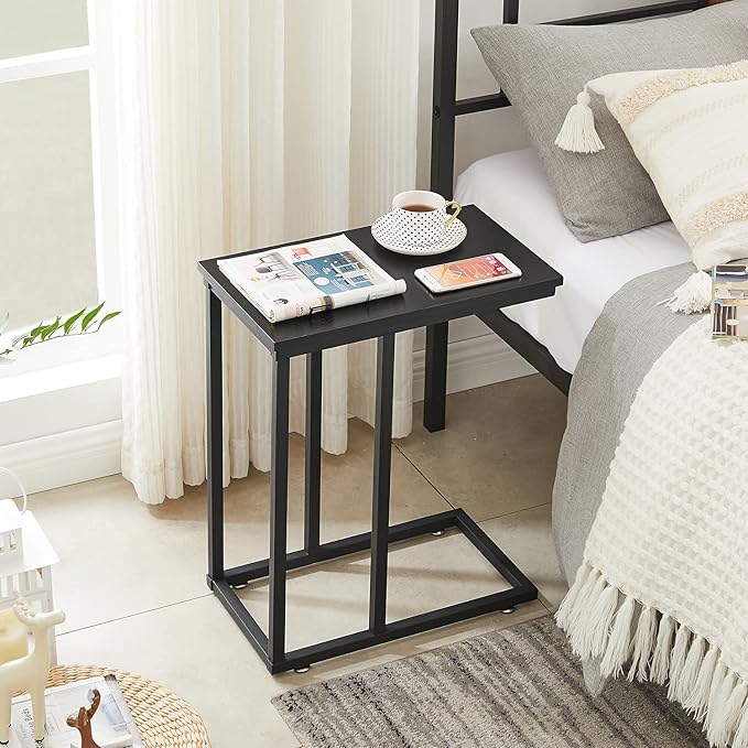 VECELO C Shaped End Side Table for Sofa Couch and Bed Snack TV Tray for Living - Image 5