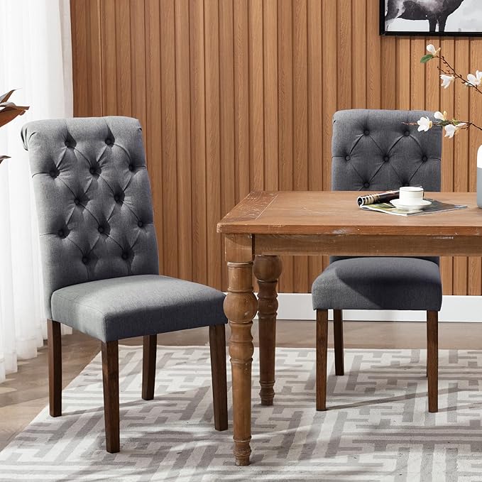 COLAMY Button Tufted Dining Chairs Set of 4, Parsons Upholstered Fabric Dining - Image 6