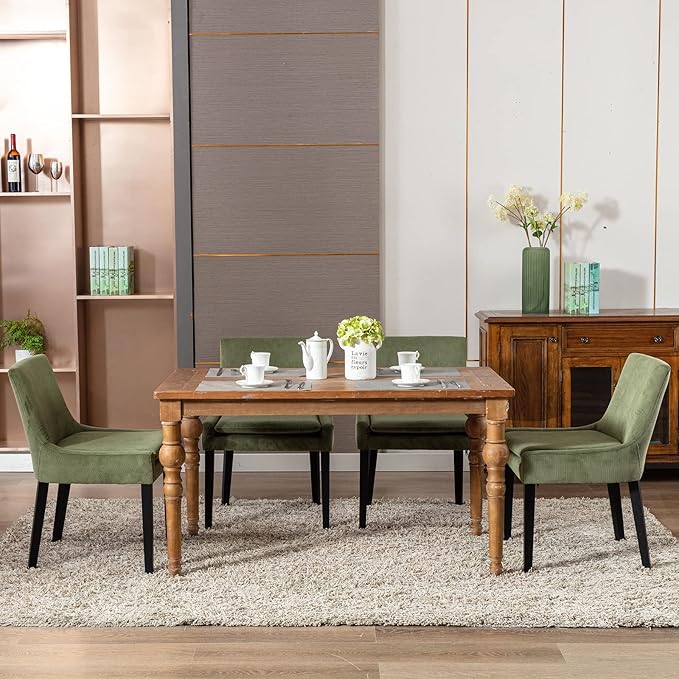 COLAMY Modern Dining Chairs Set of 6, Upholstered Corduroy Accent Side Chairs - Image 9