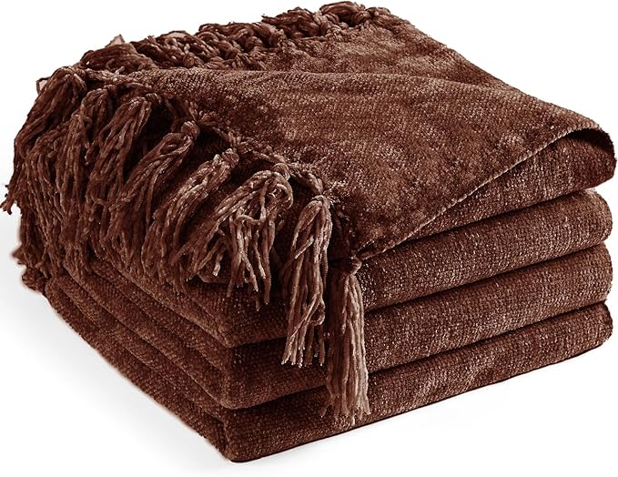 Chenille Throw Blanket for Couch 60"X 80" Twin, Soft Cozy Throws by LONGCREATE