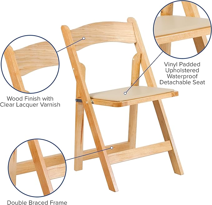 Flash Furniture 2 Pack HERCULES Series Natural Wood Folding Chair - Image 10