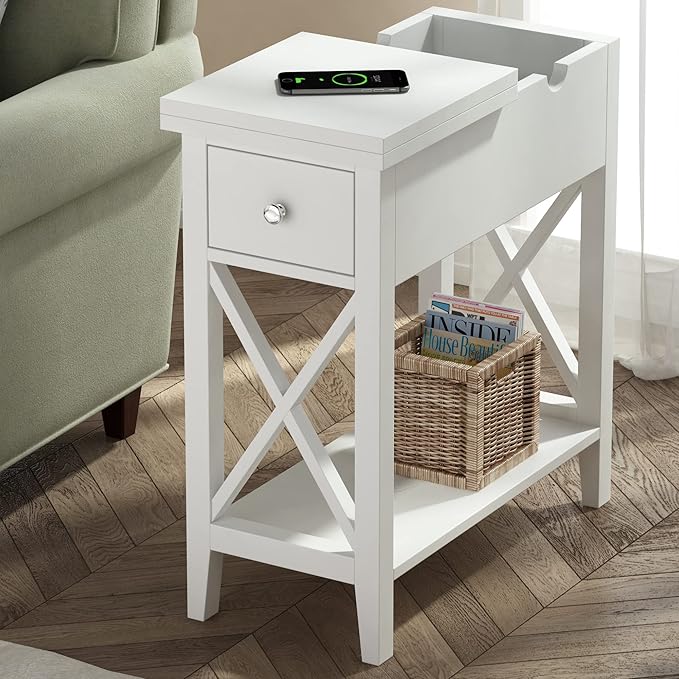 ChooChoo End Table, MDF Material Flip Top Narrow End Table - Image 2
