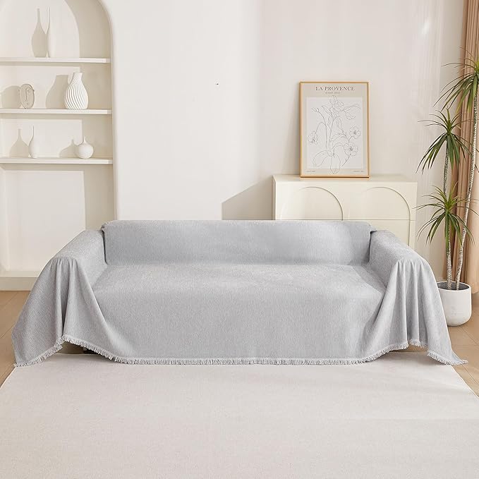 MYSKY HOME Couch Cover for Pets Light Grey Couch Covers for 2 Cushion Couch - Image 7