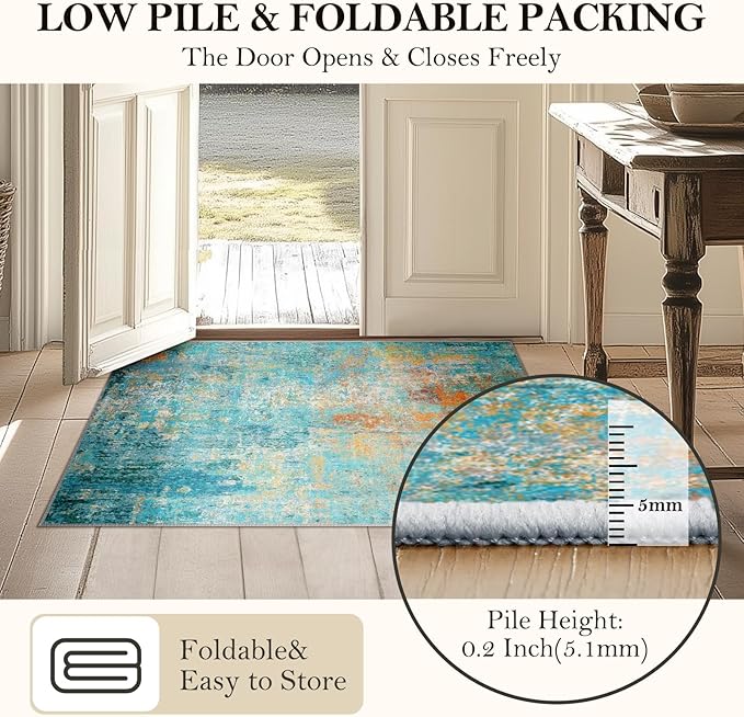 Washable Area Rugs 6'x9' Non-Slip Modern Abstract Soft - Image 5