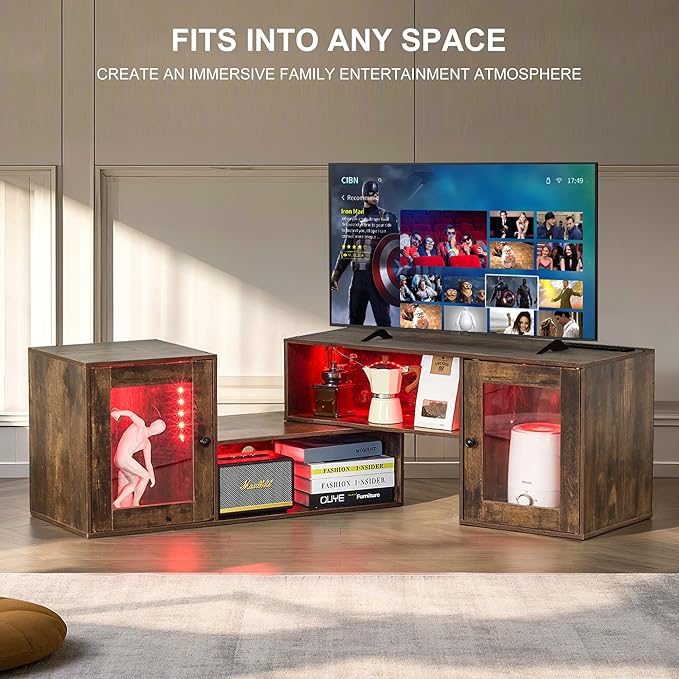 VECELO LED TV Stand for Televisions up to 70 Inchs Modern Entertainment Center - Image 6